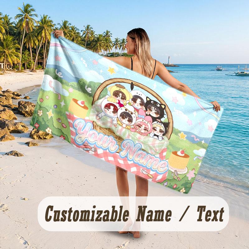 Custom Name Large Beach Towel,ENHYPEN Quick Absorbent Towel For Outdoor Travel Poolside