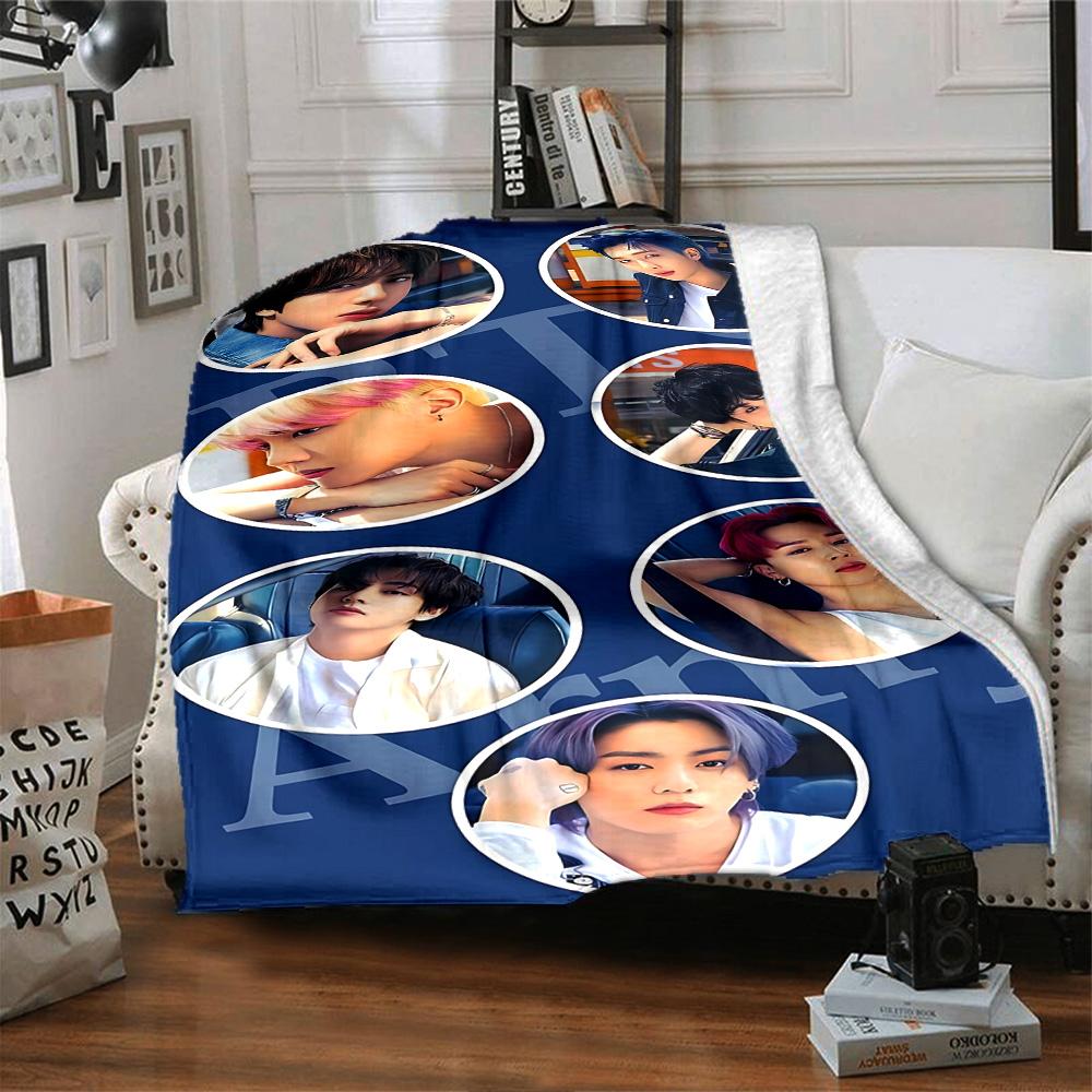 Kpop Stars Collage Flannel Blanket Super Soft Warm Cozy Blanket For Sofa Bed Office Travel Allseason Home Decor Gift