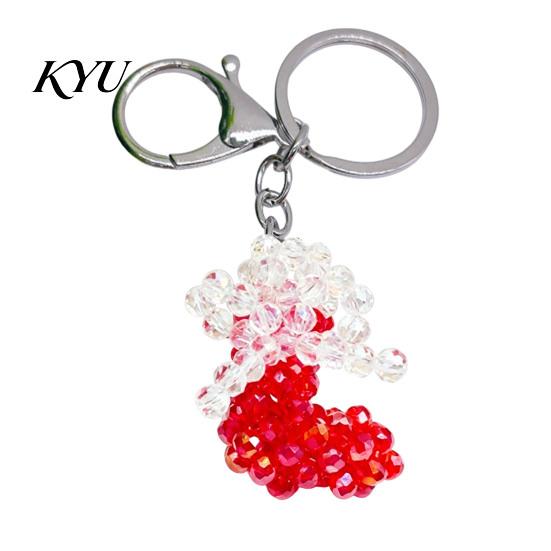 Christmas Beaded Keychain Handmade Keychain, Xmas Tree Wreath Gift Box Bell Decorative Key Ring Santa Keyring, Backpack Hanging Decor for Party Favors