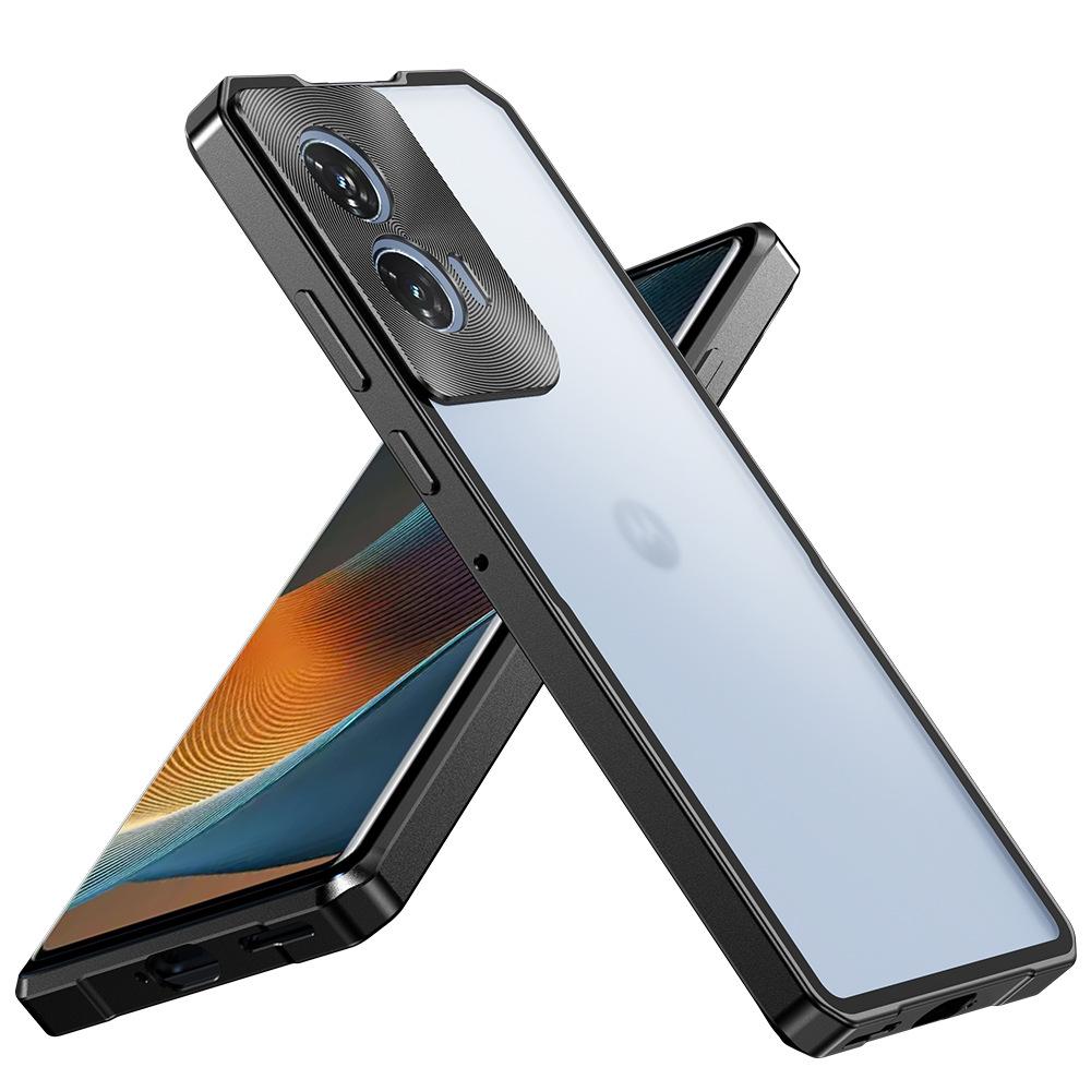 Роскошный Гибридный Алюминиевый Металлический PC Бампер Чехол для Motorola Edge 50 Ultra/Fusion/Pro - Прозрачная Матовая Задняя Панель Ударопрочные Чехлы для Мобильного Телефона