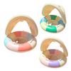 Baby Pool Float with Canopy Vintage Striped Inflatable Swim Ring with Safety Seat