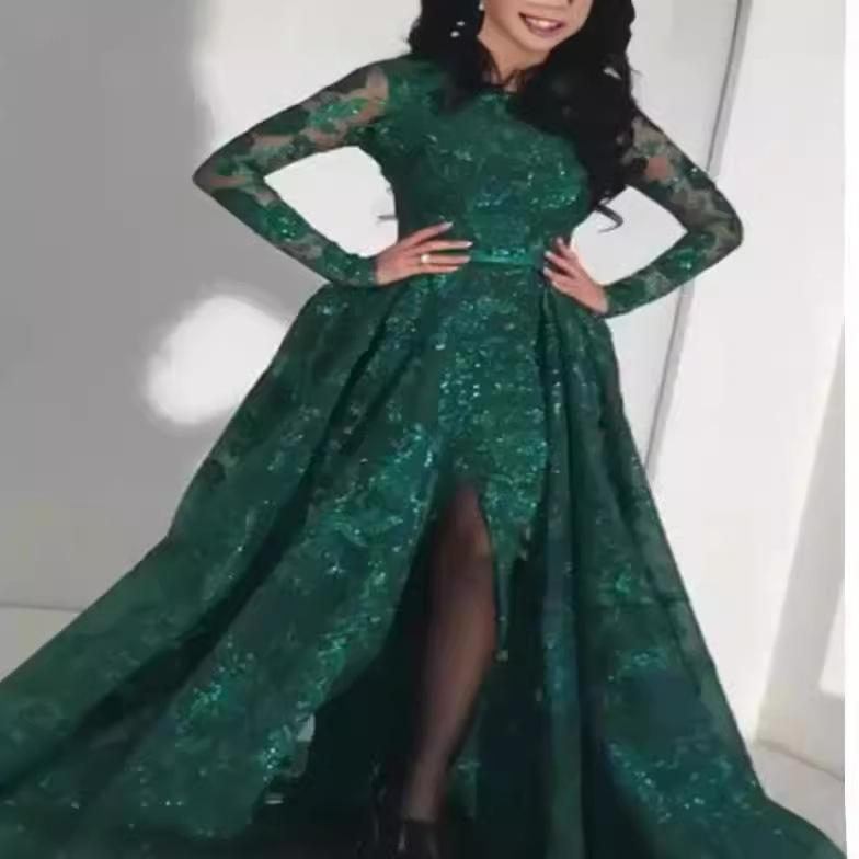 Весна и лето новая европейская и американская женская одежда платье с вышивкой, посыпанное золотом, сексуальное облегающее платье-макси с длинным рукавом, длинное платье