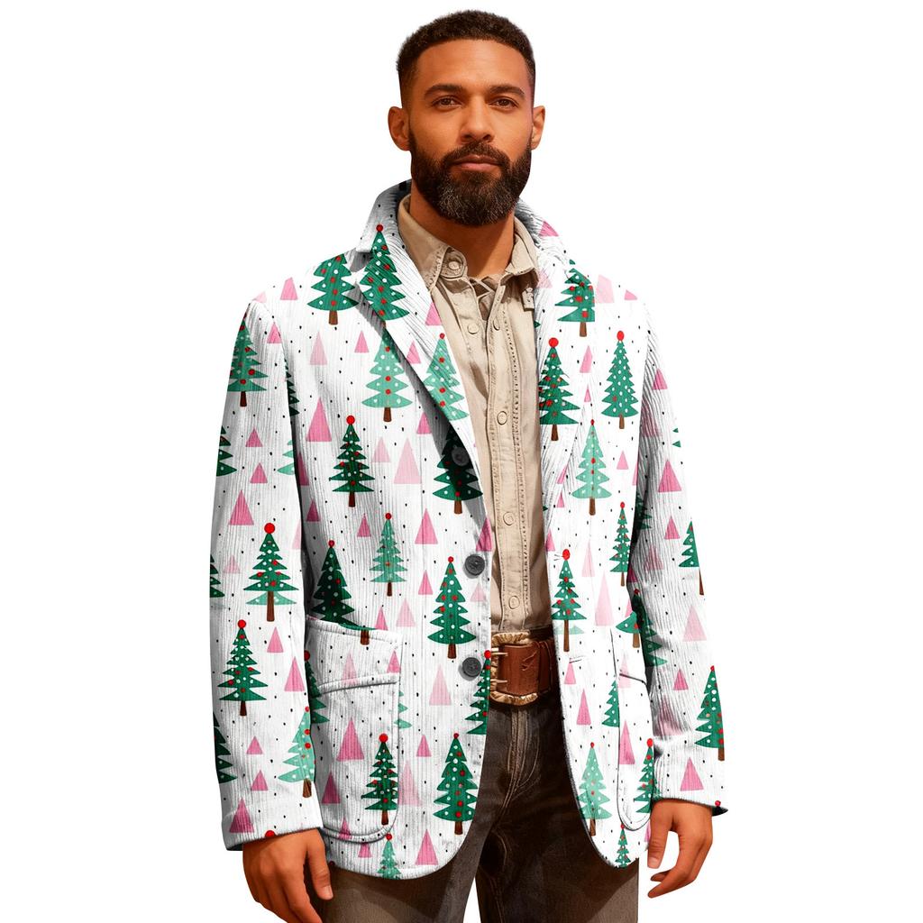 Мужской уродливый рождественский вельветовый теплый карманный пиджак-кардиган, мужской повседневный костюм