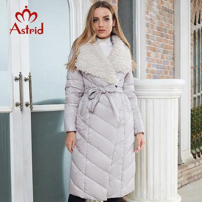 Astrid 2022, зимняя женская куртка, женская куртка из искусственного меха с лацканами и капюшоном, элегантный пуховик с завязками на поясе, парки большого размера, женское пальто 8690
