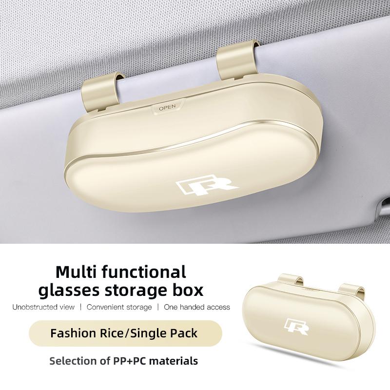 hijk1 Car Sun Visor Glasses Holder Sunglasses Case For VW Golf T5 Phaeton GTI Teramont ID3 Tiguan Car Accessories Glasses Box keychain