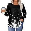 Womens Plus Size Tops Long Sleeve Shirts Round Neck Flowy Tunic Casual Loose Blouse L-5X