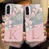 Парные чехлы для телефона с буквами A Z для Samsung Galaxy A56 A36 A16 tpu чехол Розовые цветы Силиконовый Прозрачный чехол Мягкая задняя крышка Fundas Бампер