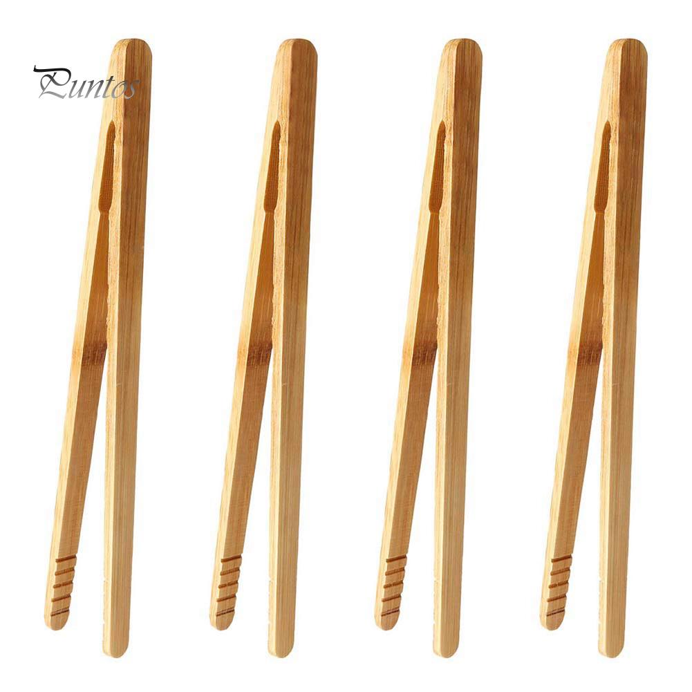 Puntos 4 шт бамбуковый зажим для еды тостер салат торт чай пинцет зажим щипцы инструмент для приготовления пищи