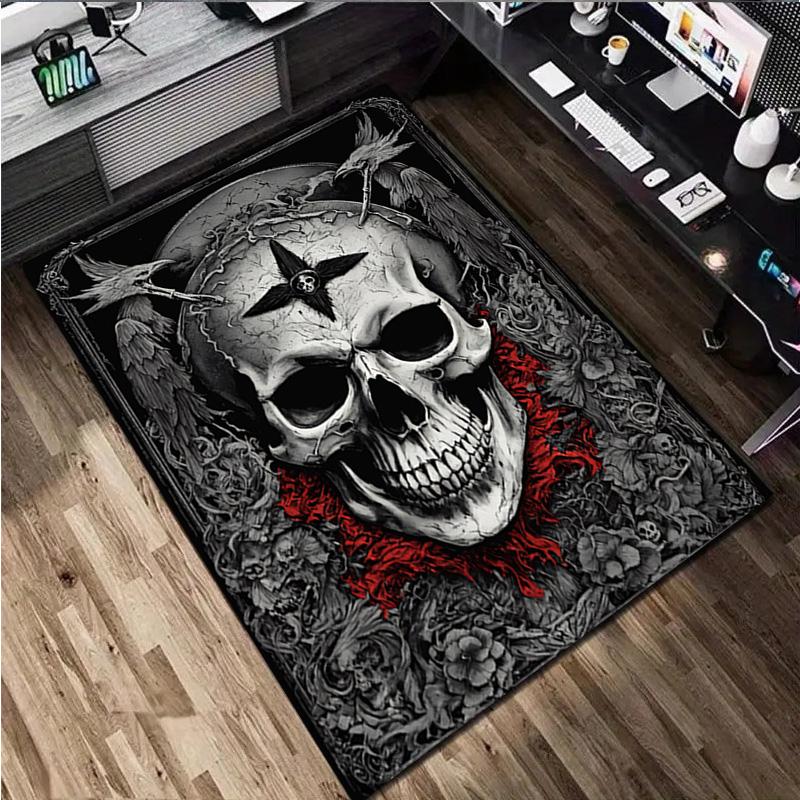 Skull Print Rug - home decoration Carpet For Living Room Bedroom Flooring Computer Chair Area Rug