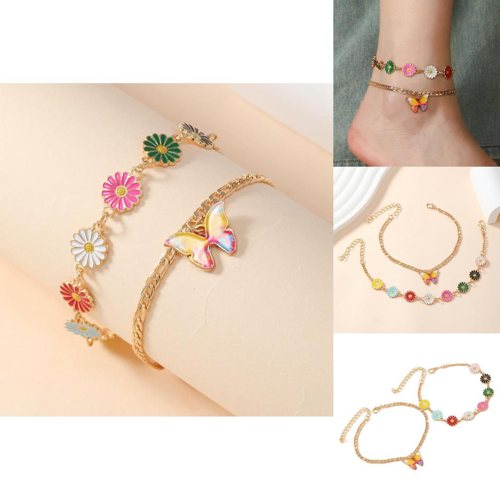 European Style Ladies Anklet Set With Geometric Alloy Design For Casual Wear