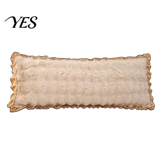 Luxury Decorative Sofa Cushion Covers Fluffy Body Pillow Cover, Faux Rabbit Fur Bed Cover with Zipper, Ruffle Hidden Zipper Trim, Plush Bubble