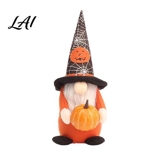Unique Halloween Home Decor Gnome Figurine Fabric Pumpkin Bat Ornament Faceless Doll for Colorful Party Ornament Shelf Table Spooky Decor Trick or