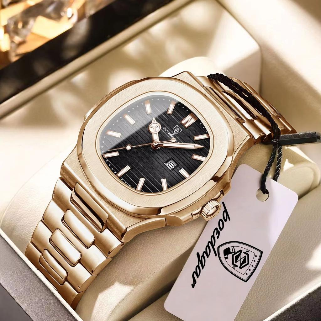POEDAGAR Luxury Business Men Clock Luminous Waterproof Stainless Steel Man Wristwatch Date Creative Sports Quartz Men's Watches