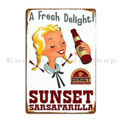 Свежее наслаждение Постер Sunset Sarsaparilla Fallout New Vegas Металлические знаки Ретро Клубная печать Кино Стены На заказ Жестяная вывеска Постер
