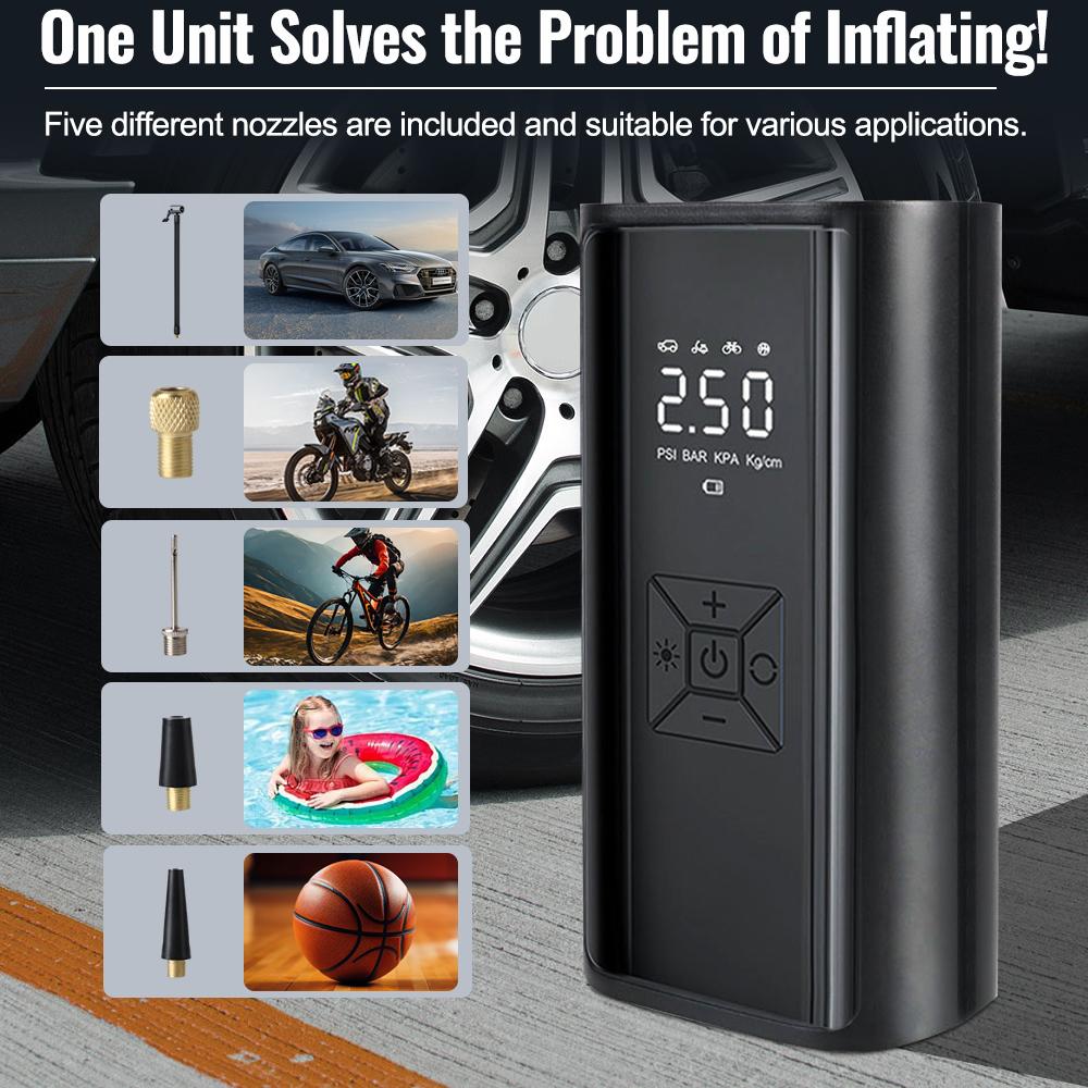 LCD Display 150PSI 120W With LED Light Tire Inflator Air Pump Wireless Digital Portable Tire Pressure Gauge Air Compressor