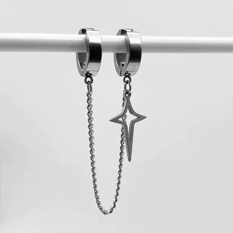 Панк Y2K Серьги-кольца с шипами, заклепками, шариками, жемчугом для женщин из нержавеющей стали, острые серьги-подвески, готические хип-хоп аксессуары