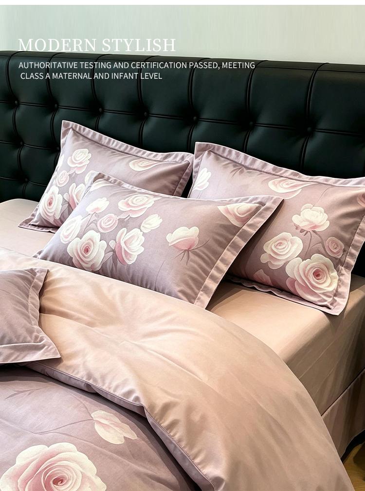 60 Piece High-End Cotton High Count Cloud Satin Printed Four Piece Set