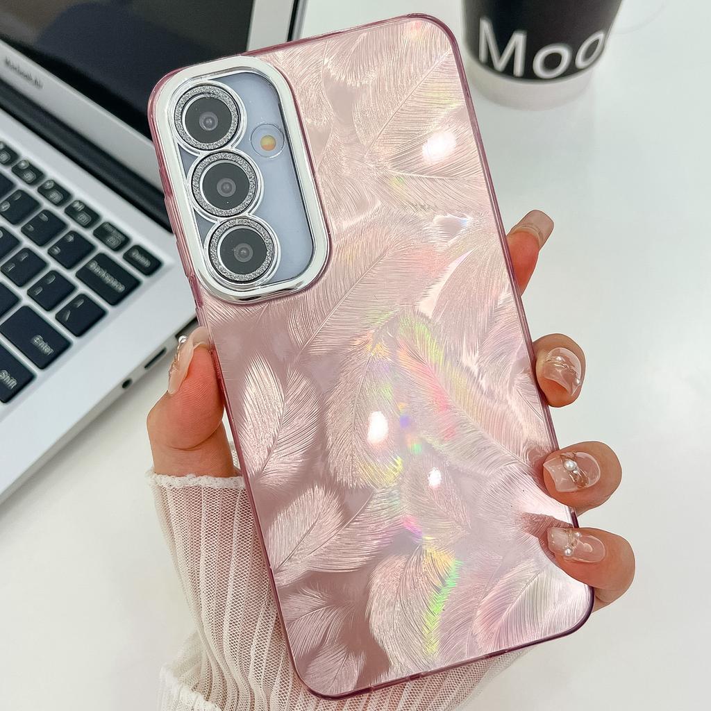 Для Samsung Galaxy S24 Чехол Дизайн IMD Противоударный PC+TPU Чехол для телефона со стеклянной пленкой для объектива