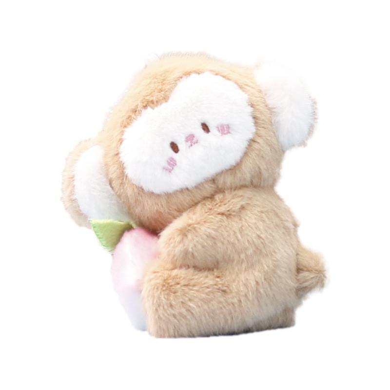 Monkey And Rabbit Plush Keychain With Carrot Peach Design For Girls Gift And Collectible Fun