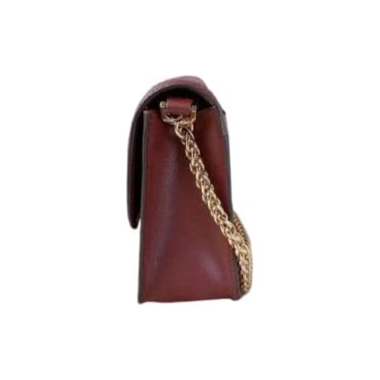 Michael Kors MK Sonia Цепочка Однотонная Большой Логотип Клапан Кожаная Наплечная Сумка Через Плечо Средняя Женские сумки Ягодно-Фиолетовый 35F1G6SL3L-MERLOT