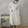 Women Vintage Winter Dresses Warm Thick O-Neck Long Sleeve Pockets Female Robes High Waist Dresses