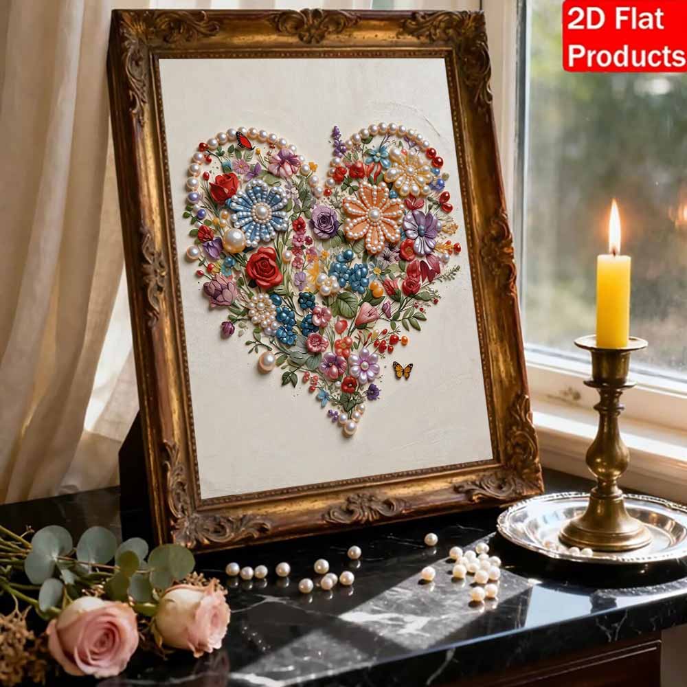 Безрамный набор для рисования жемчугом «Любовь» 30x40 см Цветочный DIY Жемчужное искусство Элегантное искусство из драгоценных камней для украшения стен дома Идеально подходит для гостиной и спальни