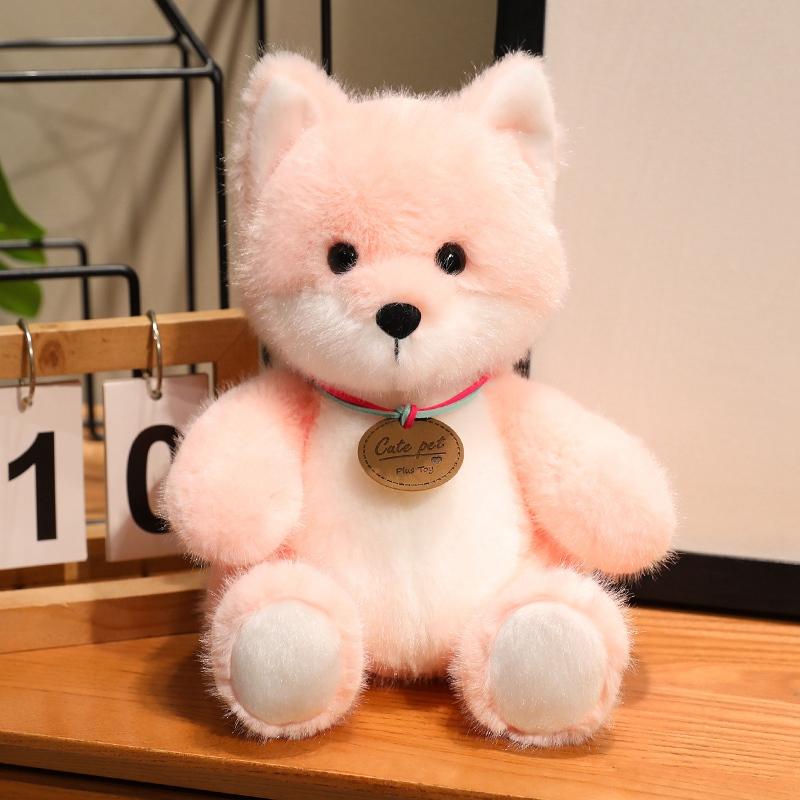 Kawaii Soft Medal Fox Plush Doll Pillow Cartoon Cute Sitting Pink Orange Fox Plush Toy Home Decoration Gift For Children