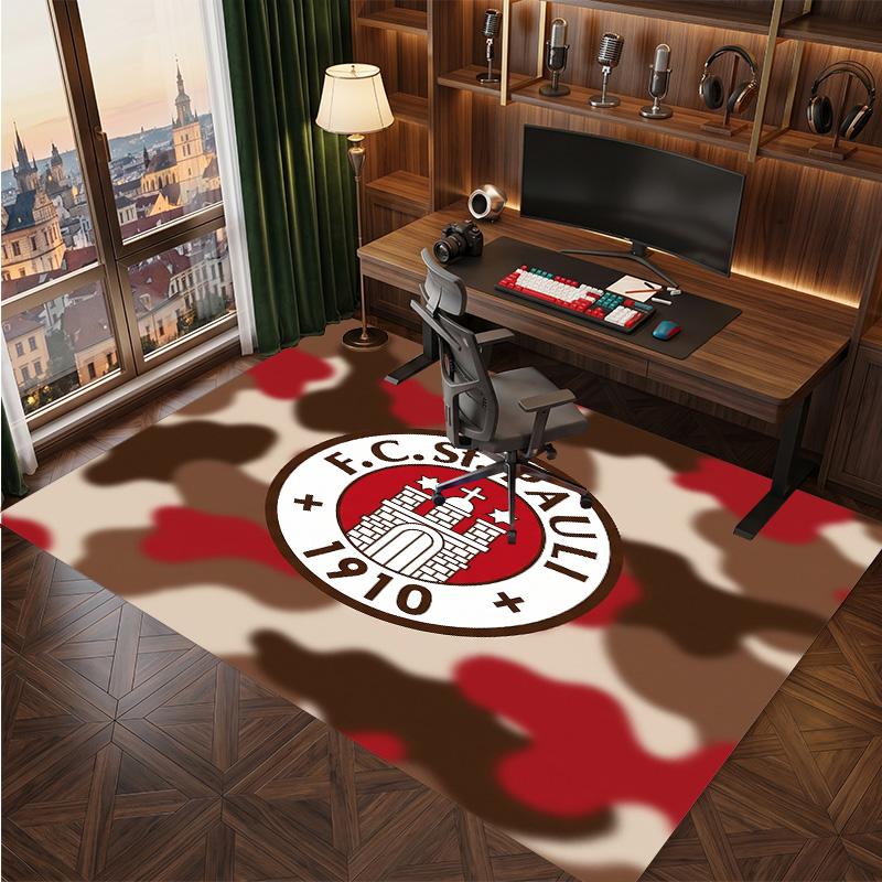 FC St. Pauli Football Print Crystal Velvet Rug, Comfortable Water Absorbent Non Slip Indoor Floor Carpet