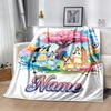 Soccer Fun Bluey Personalized Name Blanket Lightweight Customizable Blanket Comfortable Throw For Bedding Couch Home Decor Sofa All-Season Use