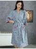 Хлопковый двухслойный халат, тонкая одежда для сна, домашняя одежда, женский халат для сна, быстросохнущая водопоглощающая юката