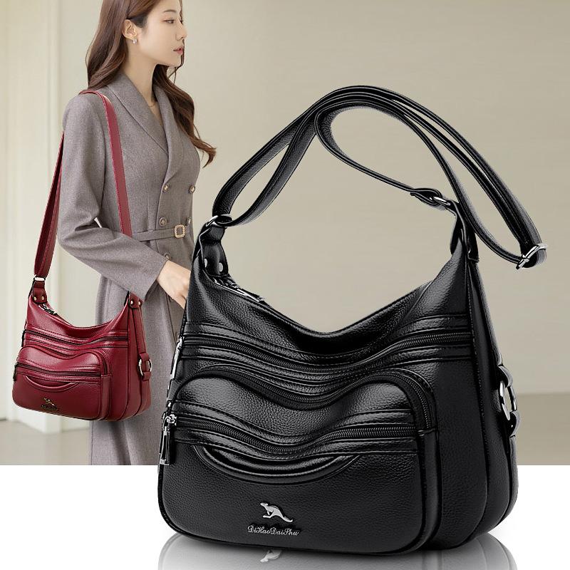 Emgrand Kangaroo Bag Middle-aged Mother Bag Crossbody Shoulder Bag Women's Soft Leather Bag 2025 New Large-capacity Gift for Mother-in-law