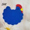 Novelty Chicken Gift Crochet Hen Coaster, Handmade Shape Knitted Mat Drink Coaster for Coffee Cup, Cute Kitchen Countertop Bar Accessory Office
