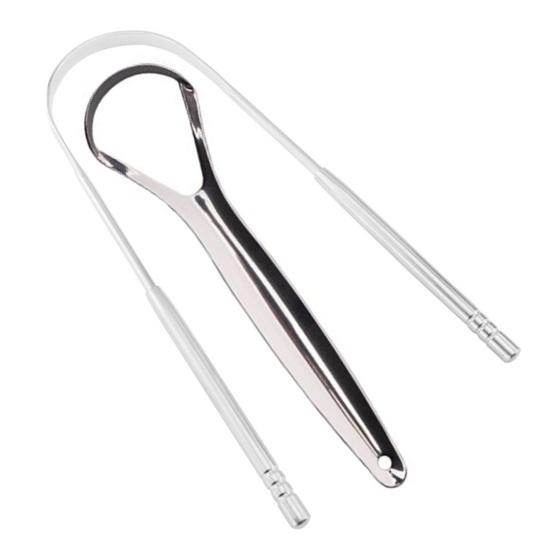 Stainless Steel Tongue Scraper Achieve Maximum Cleaning Anti-slip Handle Smooth Surface Semicircle Tongue Scraper
