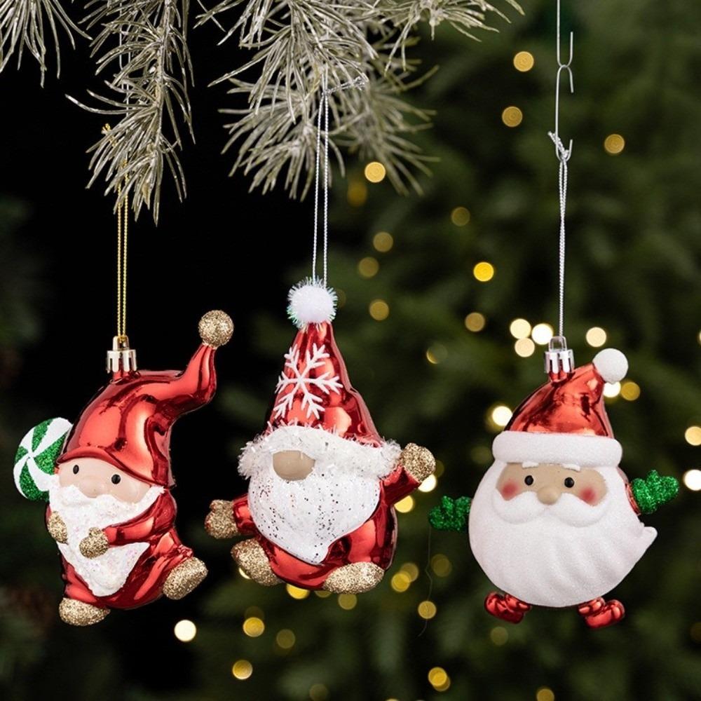 Plastic Santa Hanging Pendant Glitter Electroplated Snowman Tree Decoration Tree Decor