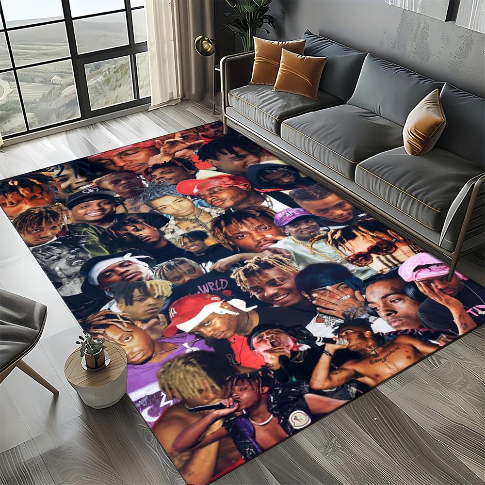 3D Print Juice WRLD 999 Legend Rapper Album Carpet Rug for Living Room Bedroom Home Sofa Decoration,Kids Play Non-slip Floor Mat