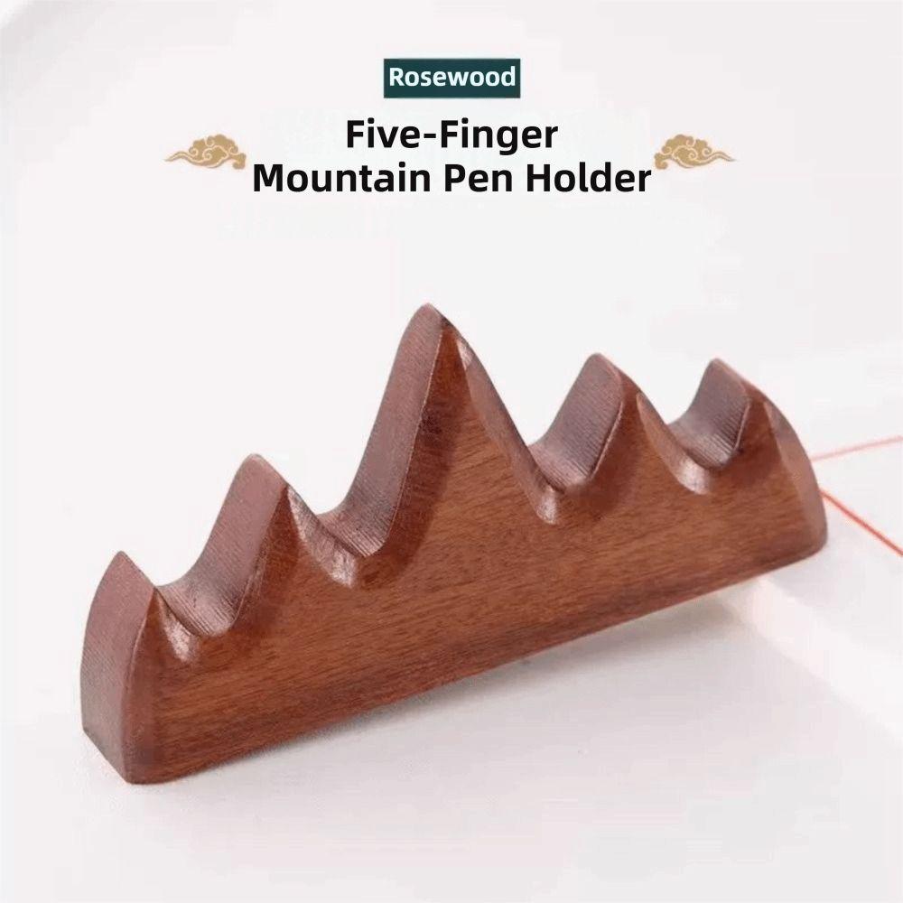 Red Wood Calligraphy Brush Rack Handcrafted Pen Stand Calligraphy Supplies Brush Holder Home Use