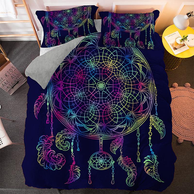 Dreamcatcher Duvet Cover Set Psychedelic Bohemian 3D Print King Queen Polyester Comforter Cover for Kids Boys Girls Bedding Set