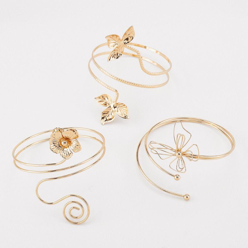 Adjustable Opening Cuff Bracelets Leaf Circle Upper Arm Bracelet  Arm Accessories
