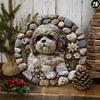 Винтажная металлическая табличка-венок Shih Tzu Весна Рождество Домашний настенный декор