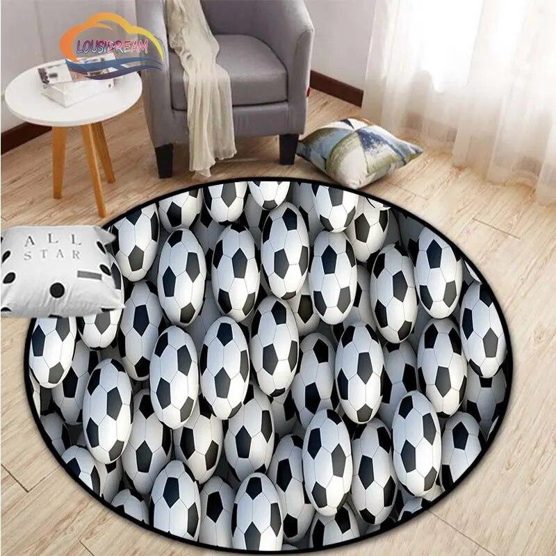 Ковер с изображением футбола, украшение для гостиной, круглая кровать, стул, коврик для дома, входная дверь, дети