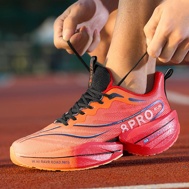 Spring and summer new running shoes men's autumn children's students carbon plate ultra-light shock absorber body test training sports shoes women