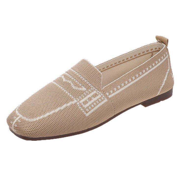 Женские трикотажные мокасины с круглым носком, новые балетки 2024 года, дышащая вулканизированная обувь, кроссовки для вождения, туфли-лодочки