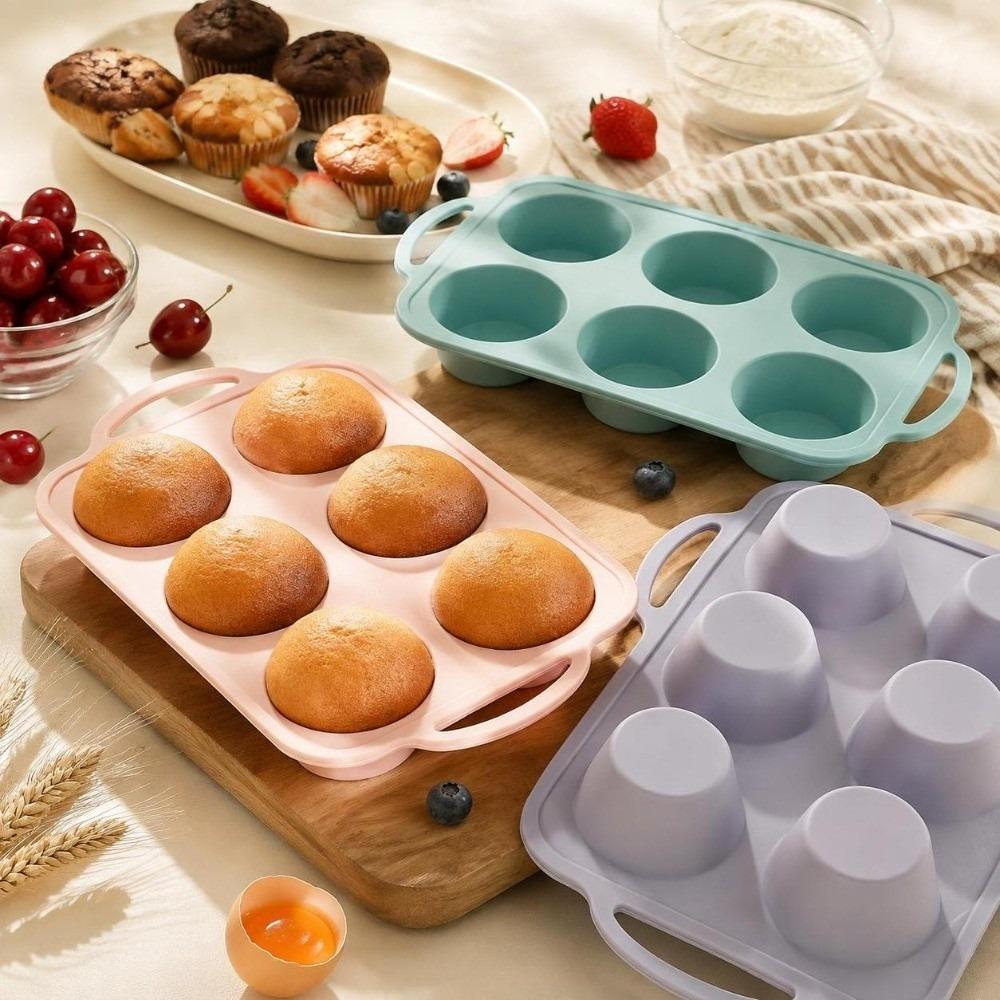 6-Cavity Silicone Cake Molds High Temperature Resistant Easy Release Molds Home Kitchen Use