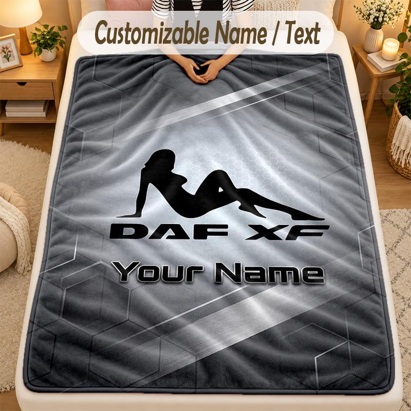 Flannel BlanketDAF Custom Name Text Personalized Soft Warm Throw Blanket Home Decor Gift