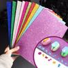 10Pcs Craft Paper Glitter Bright Color Thick Manual Paper-Cut Scrapbook Paper DIY Supplies