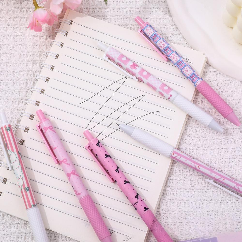 Ballet Bow St Tip Quick Dry Gel Pens Cute Pink Press Type Black Ink Cartoon Printing Pens