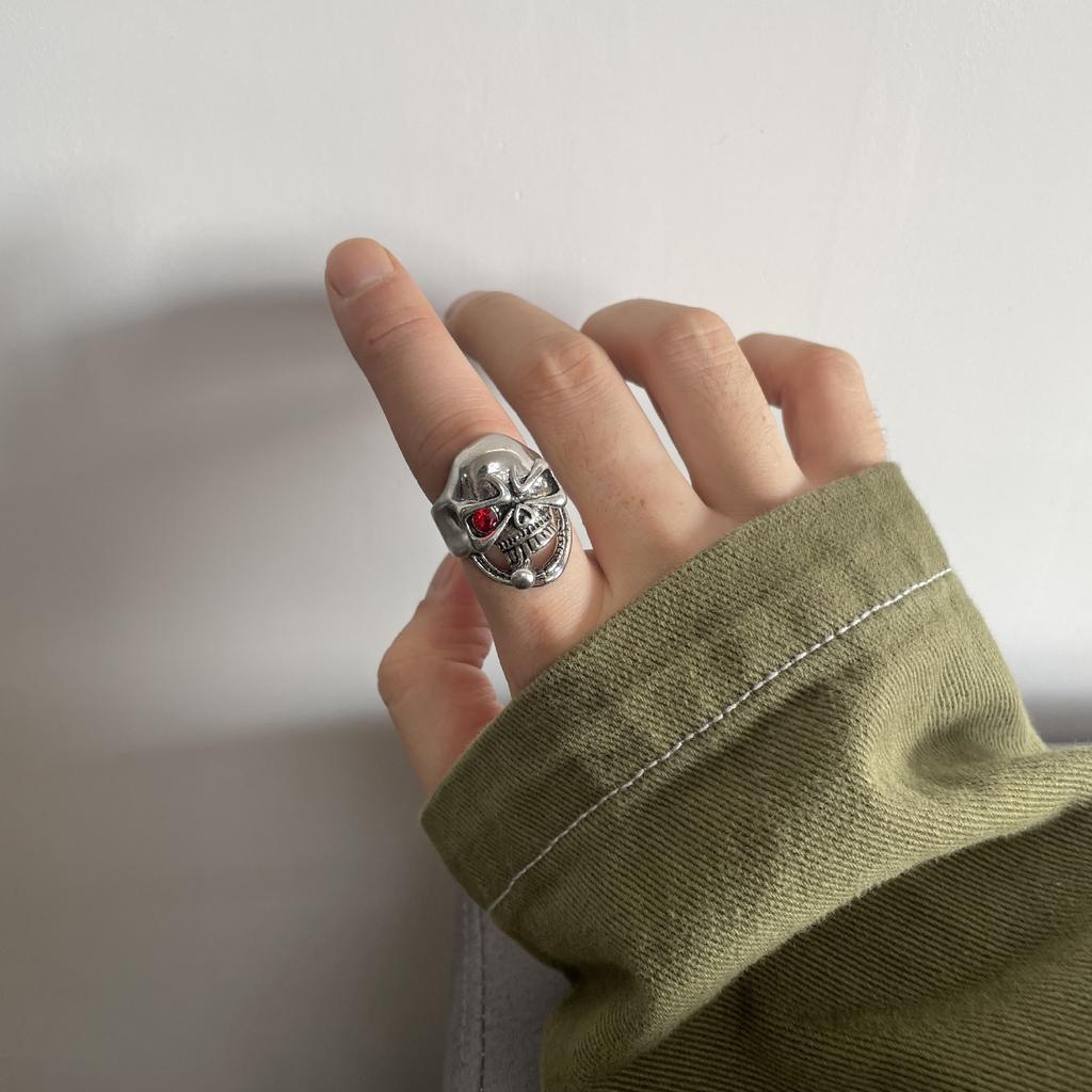 Retro Cigarette Skull Large Ring For Men Punk Gothic Rock Hiphop Ring Biker Accessories Handmade Designer Zircon Gift For Man