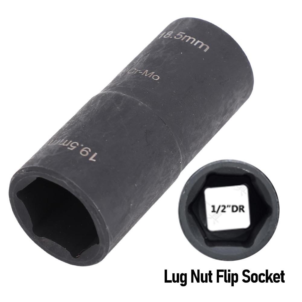 CR-MO Lug Nut Flip Socket Lug Nut Removal Tool Roadside Emergency Tire Breakdown Repair Service