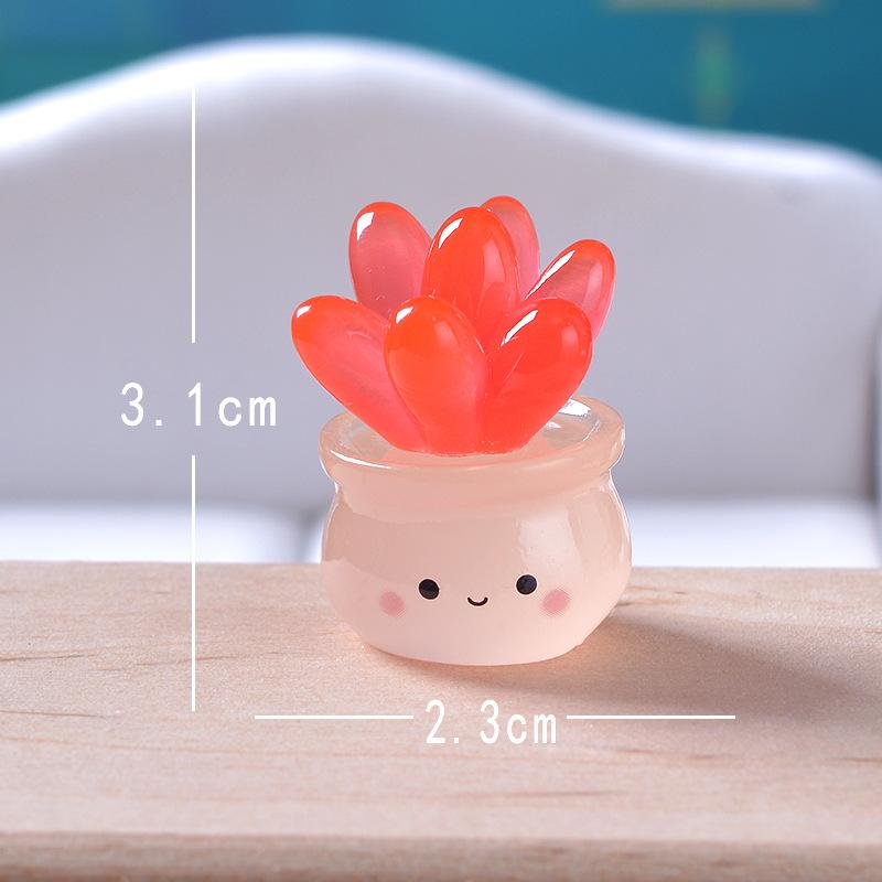 Figurines Miniatures Cute Luminous Succulent Cactus Micro Landscape Ornaments for Home Decorations Car Room Decor Accessories