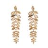 Colorful Diamond Flower Earrings for Women, Bold European Style Long Leaf Design, Perfect for Banquets